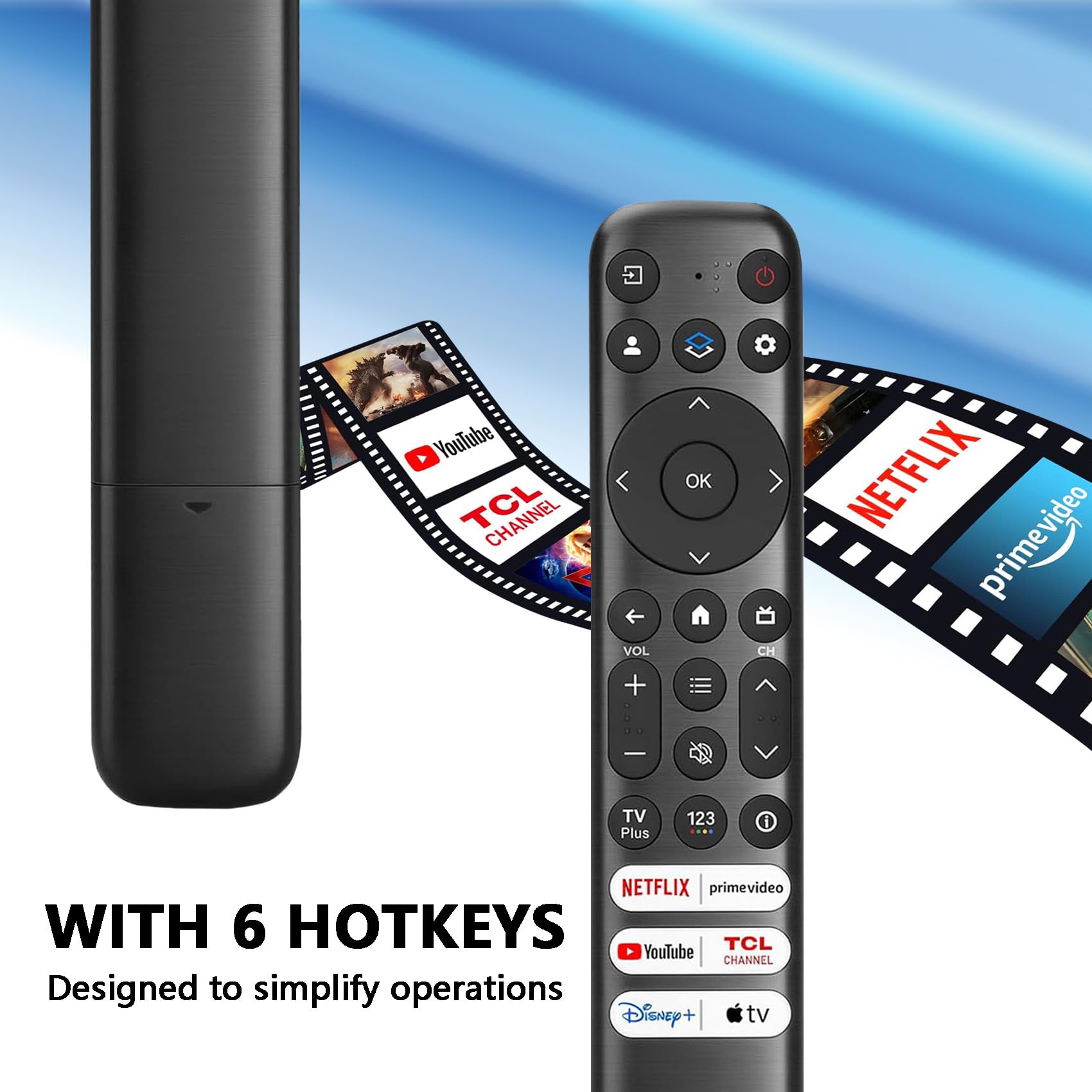 Amazon | TCL-Google-TV-リモコンの交換用。TCL Q5/Q6/Q7/QM8/S3/S4/S5